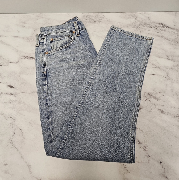 AGOLDE High Rise Straight Leg 100% Cotton Light Blue Jeans 28 Preowned - Picture 4 of 10